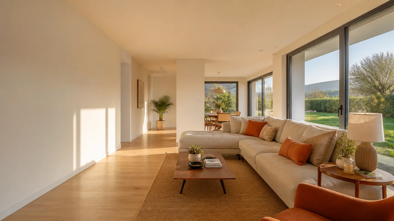 Salón luminoso de una vivienda contemporánea